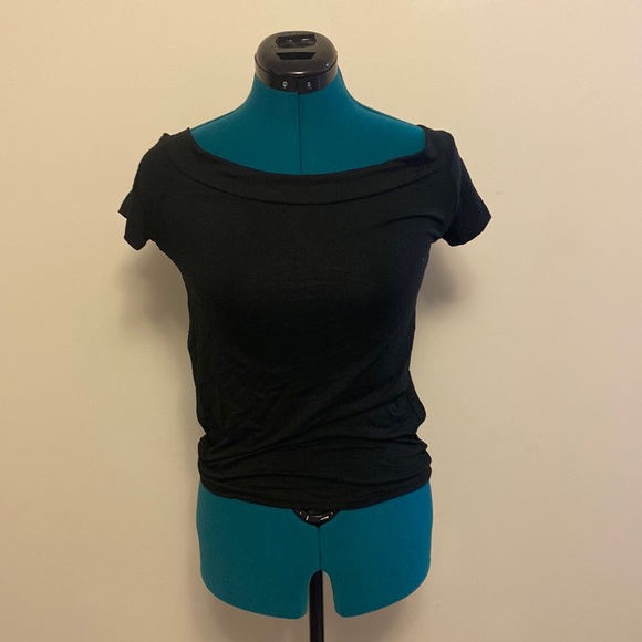 Anistar brand large black short sleeve top with back out - Picture 1 of 6